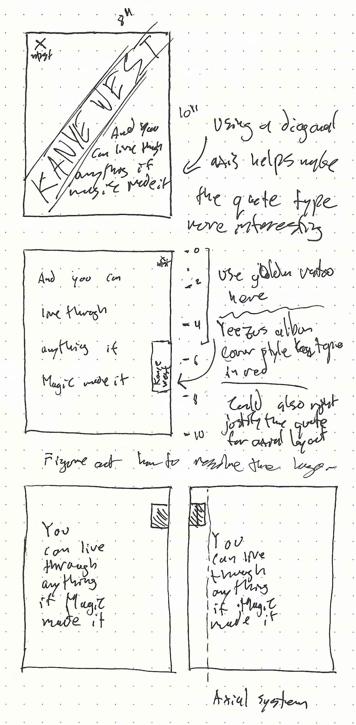 Notebook sketch of poster designs